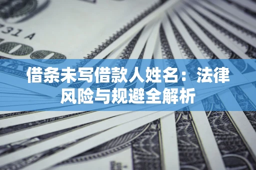 武汉借条未写借款人姓名：法律风险与规避全解析