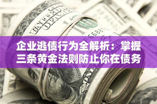 武汉企业逃债行为全解析：掌握三条黄金法则防止你在债务乱局中“踩雷”